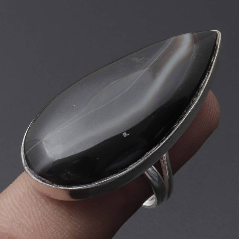 Schwarzer Onyx Ring Damen Antik Schmuck Geschenk Für Mädchen Sterling Versilbert Sie Xy2252 von MadonnaJewellery