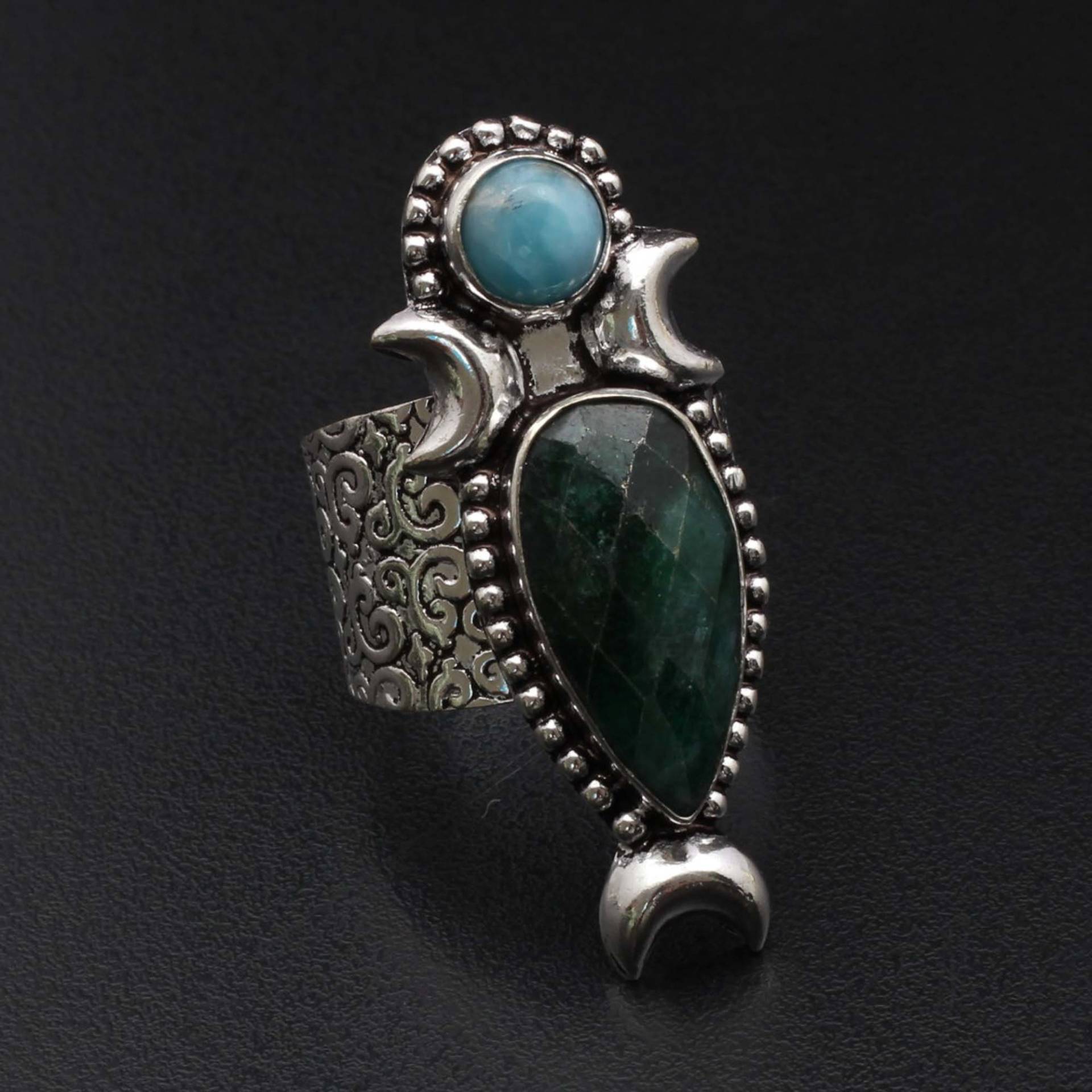 Smaragd Larimar Edelstein Handgemacht Ring Geschenk Für Ihn 925 Sterling Versilbert Schmuck Sie Xy1141 von MadonnaJewellery