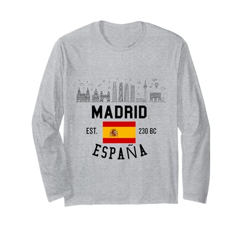 Madrid Spanien Flagge Souvenir España Skyline Herren Damen Langarmshirt von Madrid Spain Souvenir Skyline