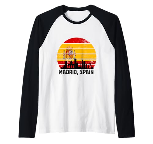 Madrid Spanien Flagge Souvenir España Skyline Herren Damen Raglan von Madrid Spain Souvenir Skyline
