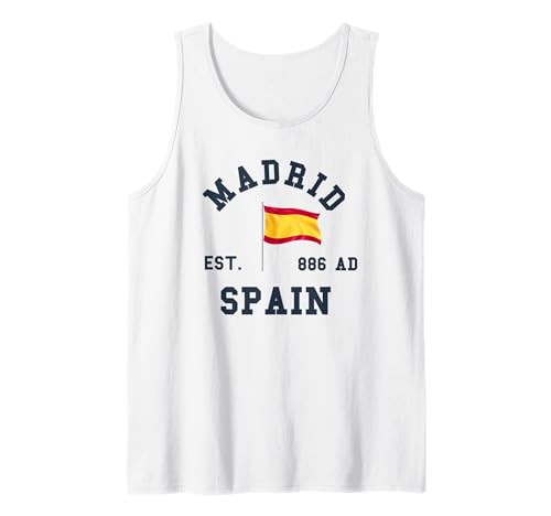 Madrid Spanien Flagge Souvenir España Skyline Herren Damen Tank Top von Madrid Spain Souvenir Skyline