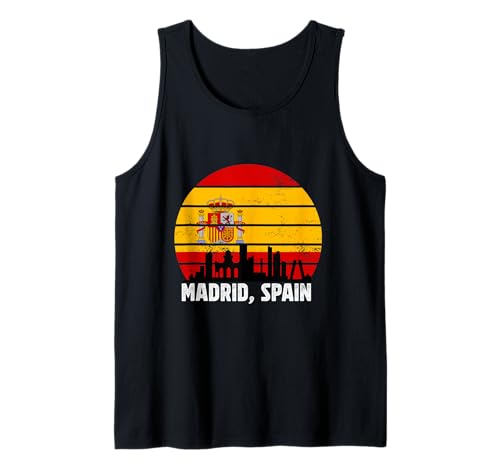 Madrid Spanien Flagge Souvenir España Skyline Herren Damen Tank Top von Madrid Spain Souvenir Skyline