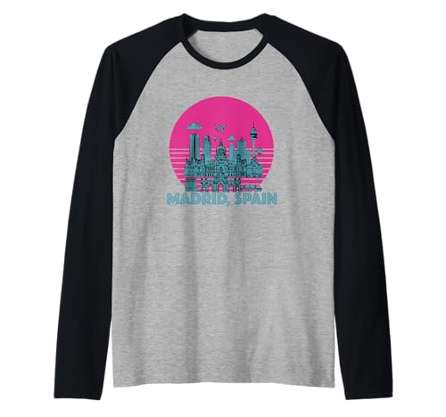 Souvenir aus Madrid Spanien Skyline Männer Frauen España Urlaub Raglan von Madrid Spain Souvenir Skyline