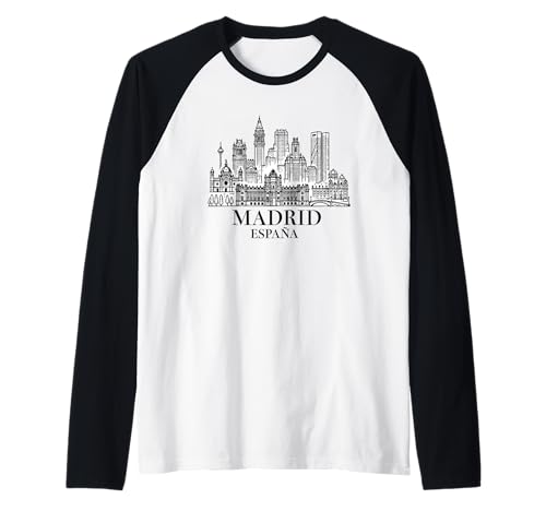 Souvenir aus Madrid Spanien Skyline Männer Frauen España Urlaub Raglan von Madrid Spain Souvenir Skyline