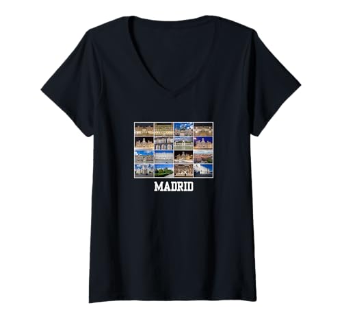 Damen Souvenir aus Madrid Spanien/Madrid T-Shirt mit V-Ausschnitt Damen Souvenir aus Madrid Spanien/Madrid T-Shirt mit V-Ausschnitt von Madrid Spain Souvenir Store