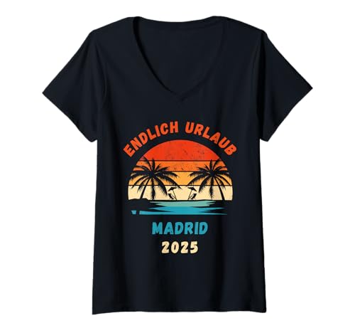 Damen Madrid Urlaub 2025 Design Reise Spanien T-Shirt mit V-Ausschnitt Damen Madrid Urlaub 2025 Design Reise Spanien T-Shirt mit V-Ausschnitt von Madrid Spanien Urlaub Bekleidung & Geschenkidee