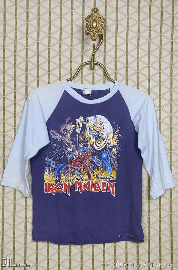 Iron Maiden Tour Shirt Mit Judäis Priest, Vintage 1980S Rare Konzert-T-Shirt Jersey Ringer Raglan Baseball Heavy Metal Doppelseitig Verblasst von Madrigallery