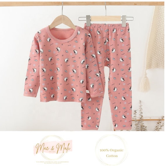 Baumwolle Kinder Pyjamas Schlafanzug Geschenke Für Bio Mädchen Rosa Langarm von MaeMali