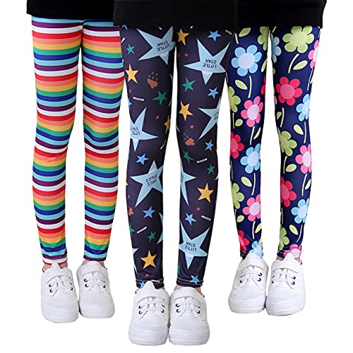 Maeau 3er Pack Leggings Mädchen Sporthosen Strumpfhose Blumen von Maeau