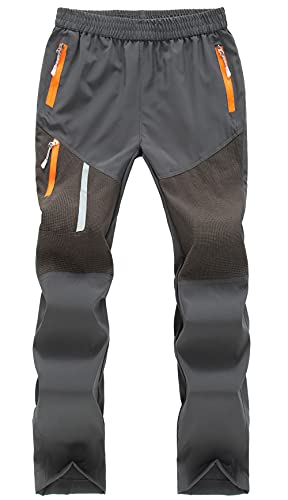 Maeau Arbeitshose Kinder Jungen Arbeitshose Wasserdicht Grau Arbeitshose Kinder Lang Sommer Outdoorhose Wanderhose Jungen 152-164 Trekkinghose Softshellhose Schnelltrocknend von Maeau