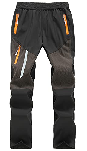 Maeau Kinder Jungen Arbeitshose Wasserdicht Schwarz Wanderhose Softshellhose Schnelltrocknend 152-164 von Maeau