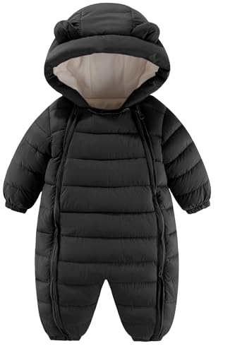 Maeau Baby Mädchen Schneeanzug mit Kapuze Strampler Fleece Baby Jungen Overall Winter Baumwolle Kleinkind 18-24 Monate Spielanzug Gefüttert Neugeborene Daunenanzug Outfit Warm Jumpsuit Langarm Violett von Maeau