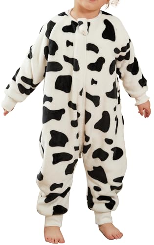 Maeau Baby Schlafsack Flanell mit Füßen Beinen Winter Mädchen Schlafstrampler Langarm Junge 9 18 Monate Spielanzug Kleinkind Strampler Romper Pyjama Jumpsuit Tiere Reißverschluss Onesies Schwarz von Maeau