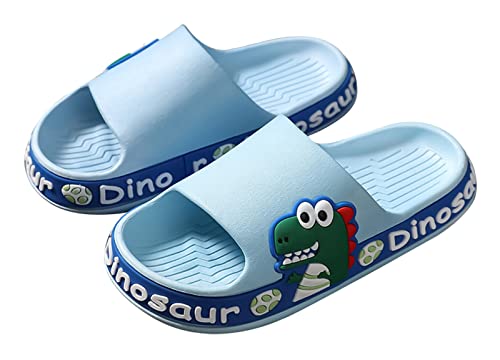 Maeau Badeschuhe Kinder Mädchen Jungen Duschschuhe rutschfest Sommer Badelatschen Dinosaurier Hausschuhe Badezimmer Strand Pool Weiche Flache Sohle Schlappen Pantoffeln Badeschlappen Blau 24-25 EU von Maeau