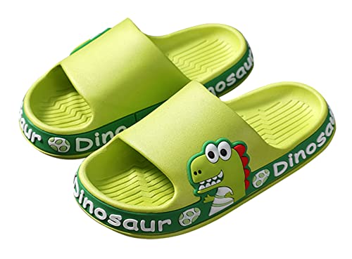 Maeau Badeschuhe Kinder Mädchen Jungen Duschschuhe rutschfest Sommer Badelatschen Dinosaurier Hausschuhe Badezimmer Strand Pool Weiche Flache Sohle Schlappen Pantoffeln Badeschlappen Grün 24-25 EU von Maeau