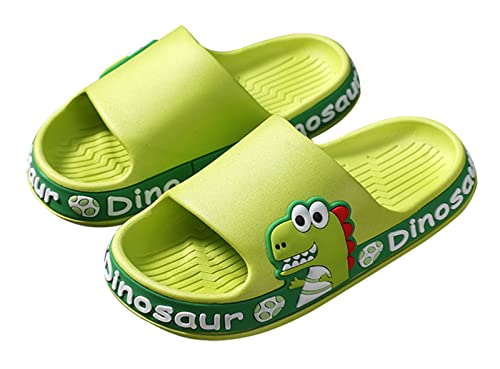 Maeau Badeschuhe Kinder Mädchen Jungen Duschschuhe rutschfest Sommer Badelatschen Dinosaurier Hausschuhe Badezimmer Strand Pool Weiche Flache Sohle Schlappen Pantoffeln Badeschlappen Grün 32-33 EU von Maeau