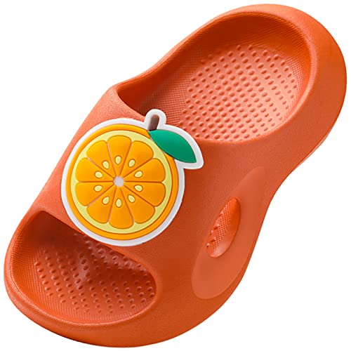 Maeau Badeschuhe Kinder Mädchen Jungen Duschschuhe Rutschfest Sommer Badelatschen Hausschuhe Badezimmer Strand Pool Weiche Flache Sohle Schlappen Pantoffeln Badeschlappen Orange 25-26 EU von Maeau