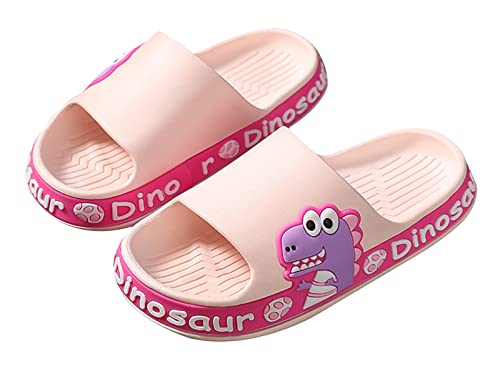 Maeau Badeschuhe Kinder Mädchen Jungen Duschschuhe rutschfest Sommer Badelatschen Dinosaurier Hausschuhe Badezimmer Strand Pool Weiche Flache Sohle Schlappen Pantoffeln Badeschlappen Rosa 24-25 EU von Maeau