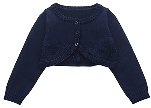 Maeau Bolero Mädchen Blau Strickjacke Mädchen Lange Ärmel Bolero Kommunion Mädchen Blau Bolero Jäckchen Mädchen Zum Kommunionkleid Taufkleid 110 von Maeau