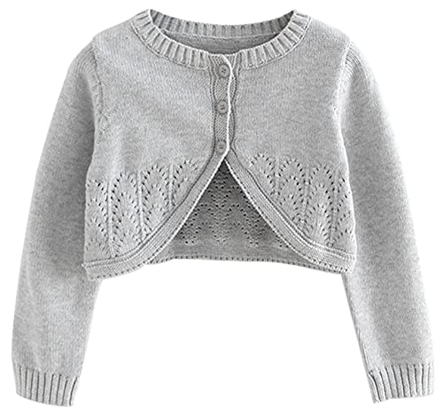 Maeau Bolero Mädchen Grau Strickjacke Mädchen Lange Ärmel Bolero Kommunion Mädchen Grau Bolero Jäckchen Mädchen Zum Kommunionkleid Taufkleid 100 von Maeau