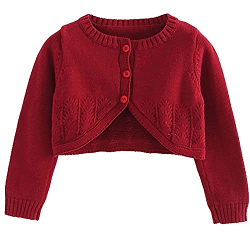 Maeau Bolero Mädchen Rot Strickjacke Mädchen Lange Ärmel Bolero Kommunion Mädchen Rot Bolero Jäckchen Mädchen Zum Kommunionkleid Taufkleid 160 von Maeau
