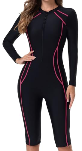 Maeau Damen Bademode Langarm One Piece Badeanzüge Uv-Schutz Swimwear Mit Pads Strandanzüge L von Maeau