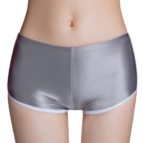 Maeau Damen Boxer Slips Ölig Glanz Unterhosen Slips Elastische Blickdicht Höschen Yoga Boxershorts von Maeau