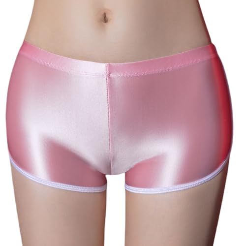 Maeau Damen Boxer Slips Ölig Glanz Unterhosen Slips Elastische Blickdicht Höschen Yoga Boxershorts von Maeau