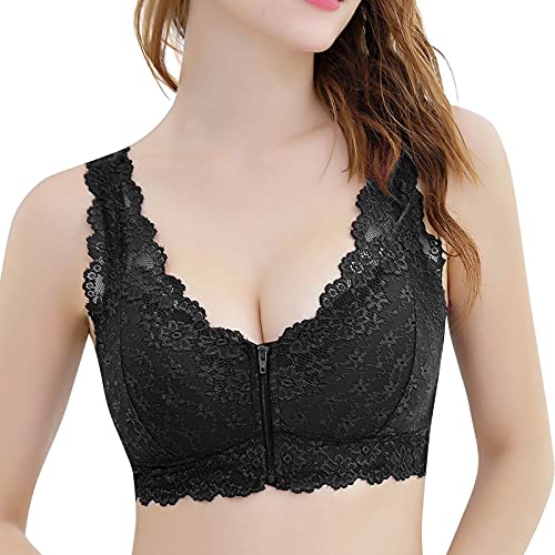 Maeau Damen Klassische BHS Spitze Bralette BH Ohne Buegel Strech Bra Gepolstert Push up Sport BH Büstenhalter Atmungsaktive Camisole Bandeau-BH-Schwarz-L von Maeau