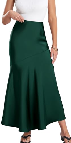 Maeau Damen Satinrock Sommer Hüftrock Elegant Einfarbig Freizeitrock High Waist Schlauchrock Skinny Sommerrock Rüschen Pencil Skirt Umwickelt Midirock Arbeitrock M von Maeau
