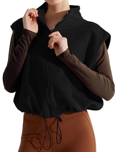 Maeau Damen Winterweste Kurz Thermo Weste Verdickter Plüschweste Reißverschluss Outdoorweste M von Maeau