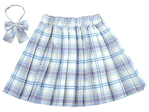 Maeau Faltenrock Kinder Mädchen Rock Kariert Kurz Gefaltete Röcke Plissee Kilt Tartan Rock Elastische Taille Schulmädchen Schuluniform Minirock Schule Tennis Skater mit Shorts Violett 13 14 Jahre 170 von Maeau