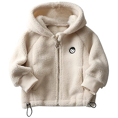 Maeau Fleecejacke Kinder Kapuzen Fleecejacke Jungen Mädchen Kapuzenjacke Lange Ärmel Kinder Outdoorjacke Winter Warme Beige 140 von Maeau