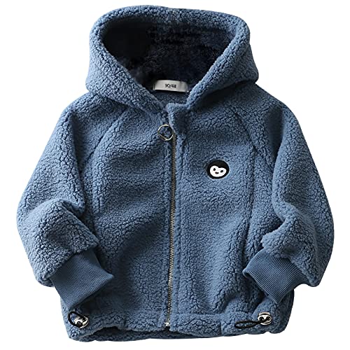 Maeau Fleecejacke Kinder Kapuzen Fleecejacke Jungen Mädchen Kapuzenjacke Lange Ärmel Kinder Outdoorjacke Winter Warme Blau 120 von Maeau