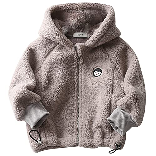 Maeau Fleecejacke Kinder Kapuzen Fleecejacke Jungen Mädchen Kapuzenjacke Lange Ärmel Kinder Outdoorjacke Winter Warme Grau 120 von Maeau