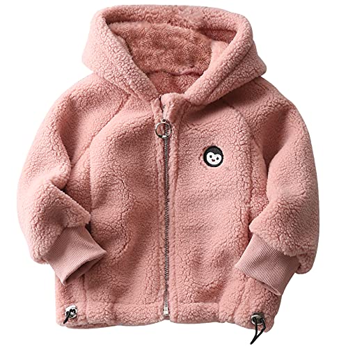 Maeau Fleecejacke Kinder Kapuzen Fleecejacke Jungen Mädchen Kapuzenjacke Lange Ärmel Kinder Outdoorjacke Winter Warme Rosa 120 von Maeau