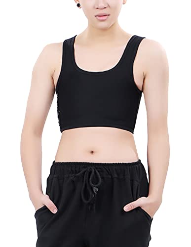 Maeau - Frauen Tomboy Binder Brust Sport Crop Tank Top Transgender Weste Baumwolle Kurzes Korsett Lesbian Binder - Schwarz - S von Maeau