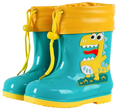 Maeau Gummistiefel Kinder Mädchen Jungen 24/25 EU Regenstiefel Kinder Regenschuhe Wasserdicht Jungen Gummistiefel Rutschfest Mädchen Grün EVA Gummistiefel Dinosaurier Federleicht Licht Stiefel Weich von Maeau