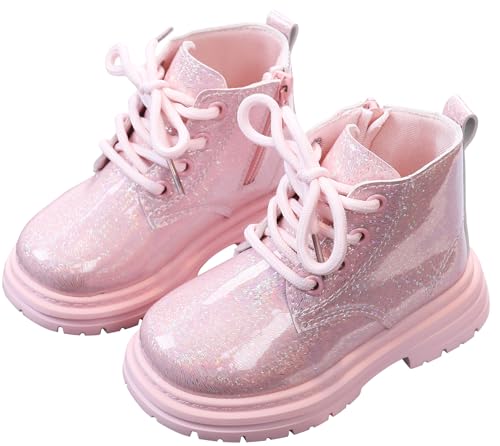 Maeau Herbst Stiefel Kinder Mädchen Jungen Schnürstiefeletten Boots Wasserdicht Kleinkind Lackstiefel 22 Schnürstiefel Rosa Stiefeletten Glitzer Pailletten Glänzend Schuhe Lederstiefel Winterstiefel von Maeau