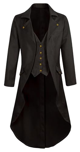Maeau Herren Vintage Frack Mittelalter Smoking Renaissance Mantel Steampunk Gothic Jacke Retro Viktorianische Jacke Punk Mantel Weich Atmungsaktiv Piraten Party Outfits, braun, L Maeau Herren Vintage Frack Mittelalter Smoking Renaissance Mantel Steampunk Gothic Jacke Retro Viktorianische Jacke Punk Mantel Weich Atmungsaktiv Piraten Party Outfits, braun, L von Maeau