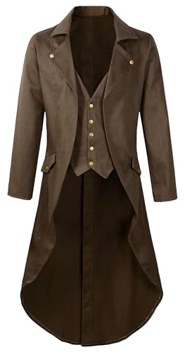 Maeau Herren Vintage Frack Mittelalter Smoking Renaissance Mantel Steampunk Gothic Jacke Retro Viktorianische Jacke Punk Mantel Weich Atmungsaktiv Piraten Party Outfits, hellbraun, M Maeau Herren Vintage Frack Mittelalter Smoking Renaissance Mantel Steampunk Gothic Jacke Retro Viktorianische Jacke Punk Mantel Weich Atmungsaktiv Piraten Party Outfits, hellbraun, M von Maeau