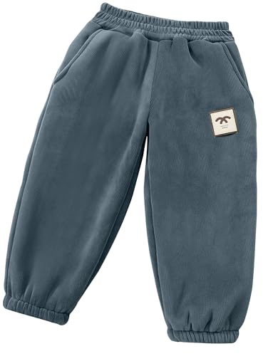 Maeau Jungen Thermohose Kinder Dicke Outdoorhose Winter Mädchen Schneehose Unisex Thermo Sweathose Elastische Bund Wanderhose Lange Fleece Hosen 98-104 von Maeau