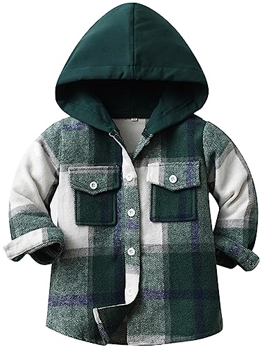 Maeau Karierte Hemd Jungen Stehtkragen Langarm Karohemd Jungen Plaid Jacke Button-Down Blau Kindermantel Schottenkaro Kinder Bluse für Frühling und Herbst 110 von Maeau