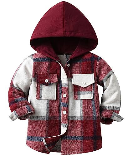 Maeau Karierte Hemd Jungen Stehtkragen Langarm Karohemd Jungen Plaid Jacke Button-Down Blau Kindermantel Schottenkaro Kinder Bluse für Frühling und Herbst 110 von Maeau