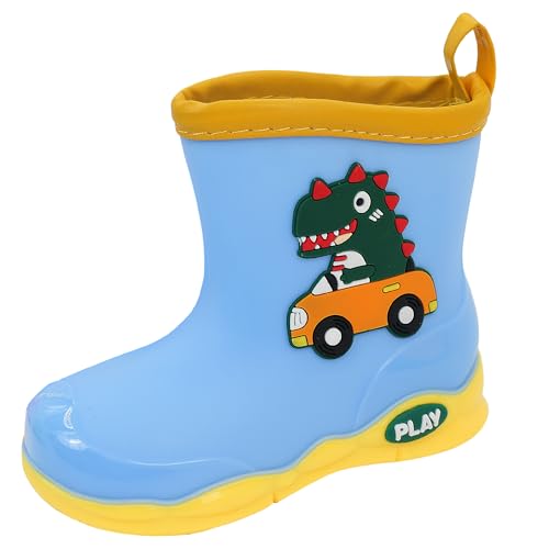 Maeau Kinder Gummistiefel Jungen Mädchen 28 EU Regenstiefel Kinder Regenschuhe Wasserdicht Jungen Gummistiefel Rutschfest Mädchen Blau EVA Gummistiefel Dinosaurier Federleicht Licht Stiefel Weich von Maeau
