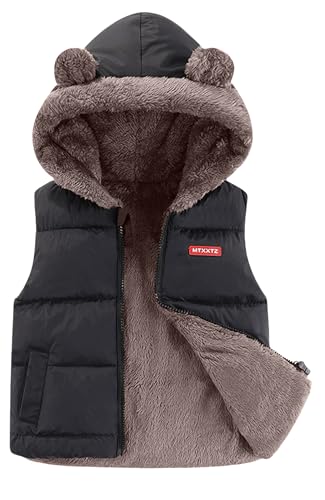 Maeau Kinder Steppweste Jungen Mädchen Daunenweste Ärmellose Wattierter Pufferweste Unisex Thermo Winterweste Innenfutter Thermoweste Kapuzenweste 6-7 Jahre von Maeau