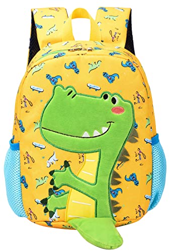 Maeau Kindergartenrucksack Mädchen Jungen Kindergartentasche Cartoon Kinderrucksack mit Brustgurt Vorschulrucksack Schultasche Kindergarten Kleinkind Rucksack Dinosaurier Rucksäcke Tiere Gelb Groß von Maeau