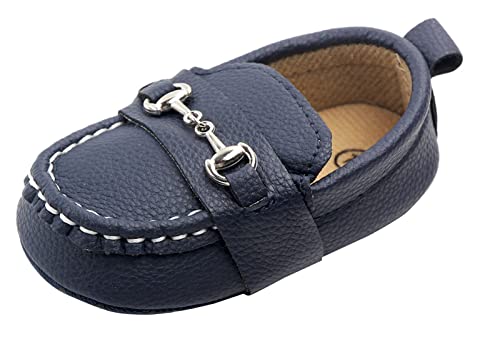 Maeau Krabbelschuhe Baby Jungen 0 6 Monate Flache Schuhe Leder Baby Mädchen Blau Lauflernschuhe Weiche Sohle Hausschuhe Rutschfest Babyschuhe für Jungen Lederschuhe Kleinkind Mokassins Lederpuschen von Maeau