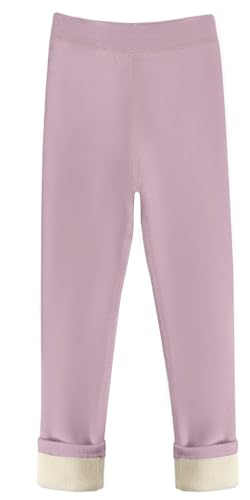 Maeau Leggings Gefüttert Mädchen 6 7 Jahre 130 Winter Dicke Thermo Leggings Fleece Lange Warme Hosen Kinder Mädchen Violett Thermohose Baumwolle Einfarbig Thermoleggings für Mädchen Kleinkind Herbst von Maeau