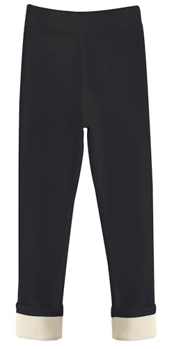 Maeau Leggings Gefüttert Mädchen 8 9 Jahre 150 Winter Dicke Thermo Leggings Fleece Lange Warme Hosen Kinder Mädchen Schwarz Thermohose Baumwolle Einfarbig Thermoleggings für Mädchen Kleinkind Herbst von Maeau